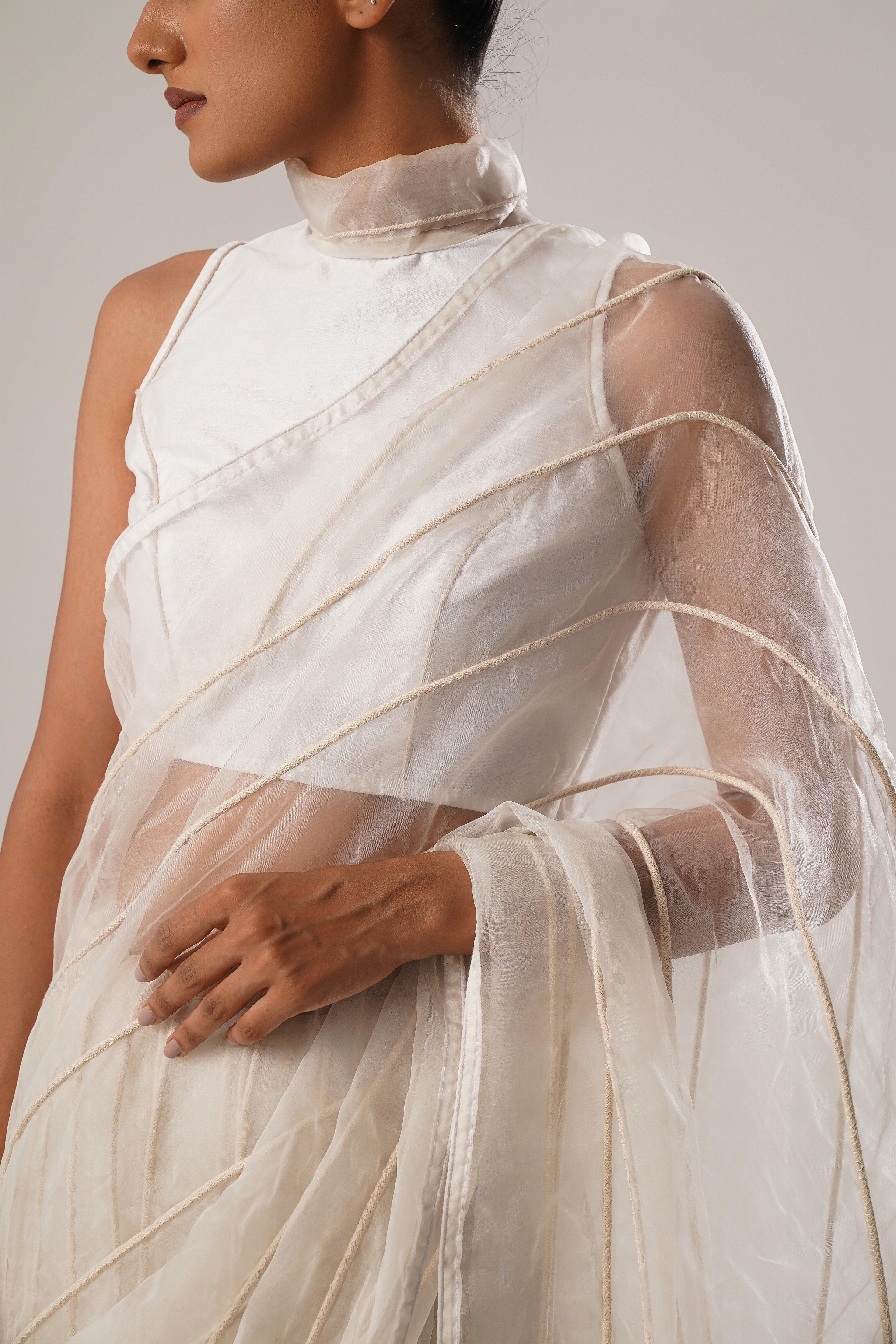 MJ White Dori Saree