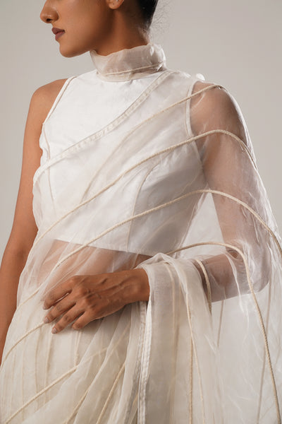 MJ White Dori Saree