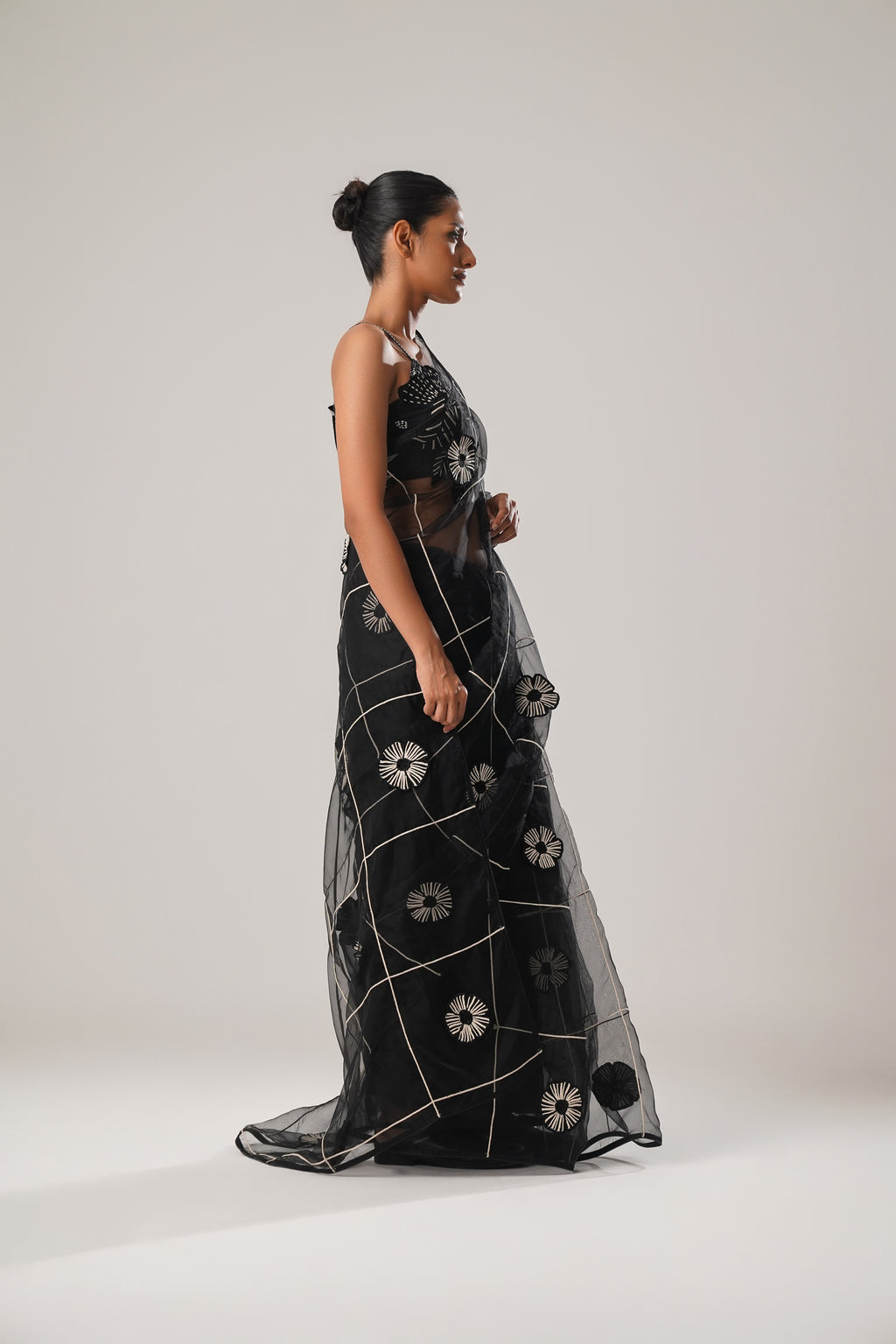 MJ Black Floral Saree