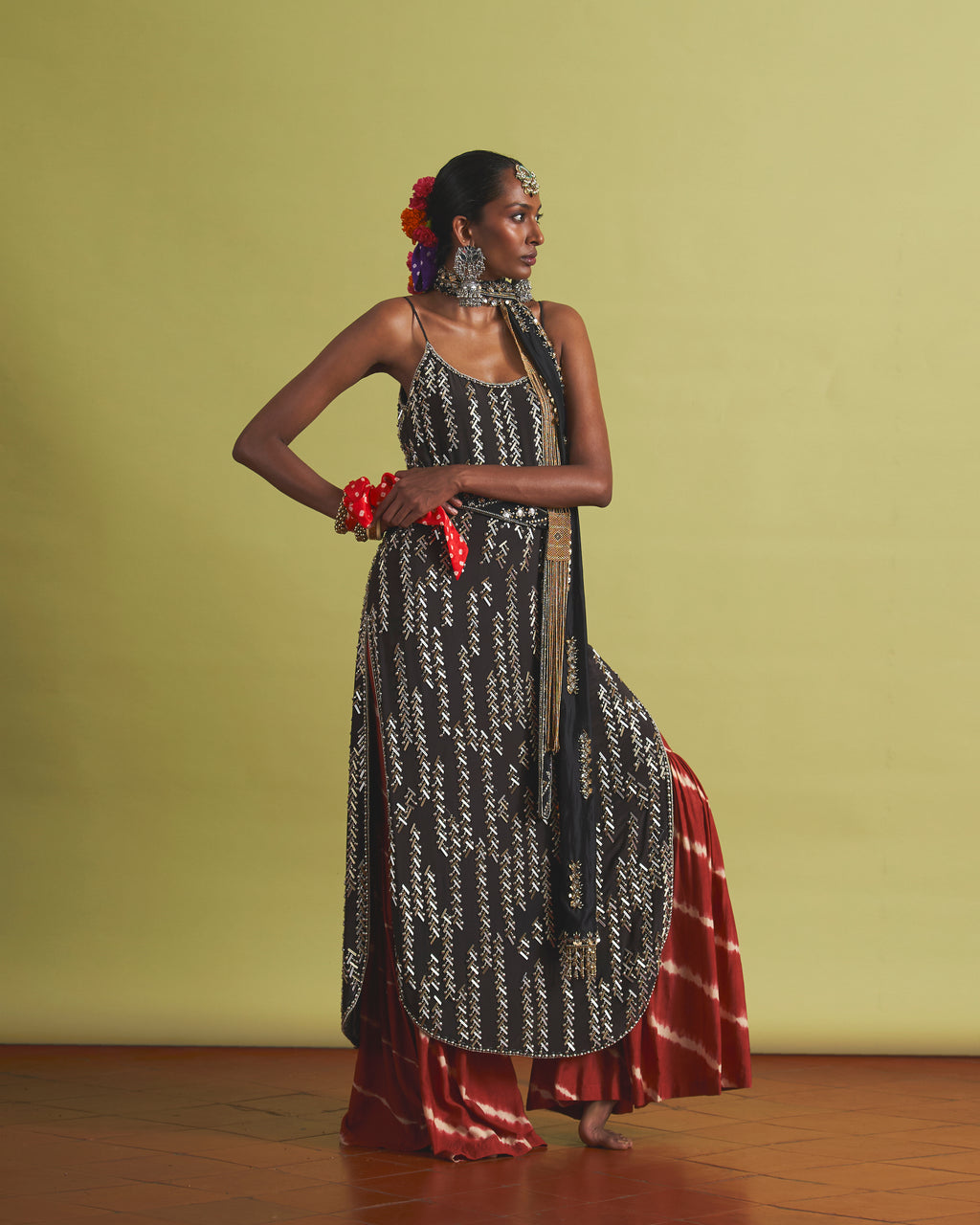 Zeba Beaded Gharara Set