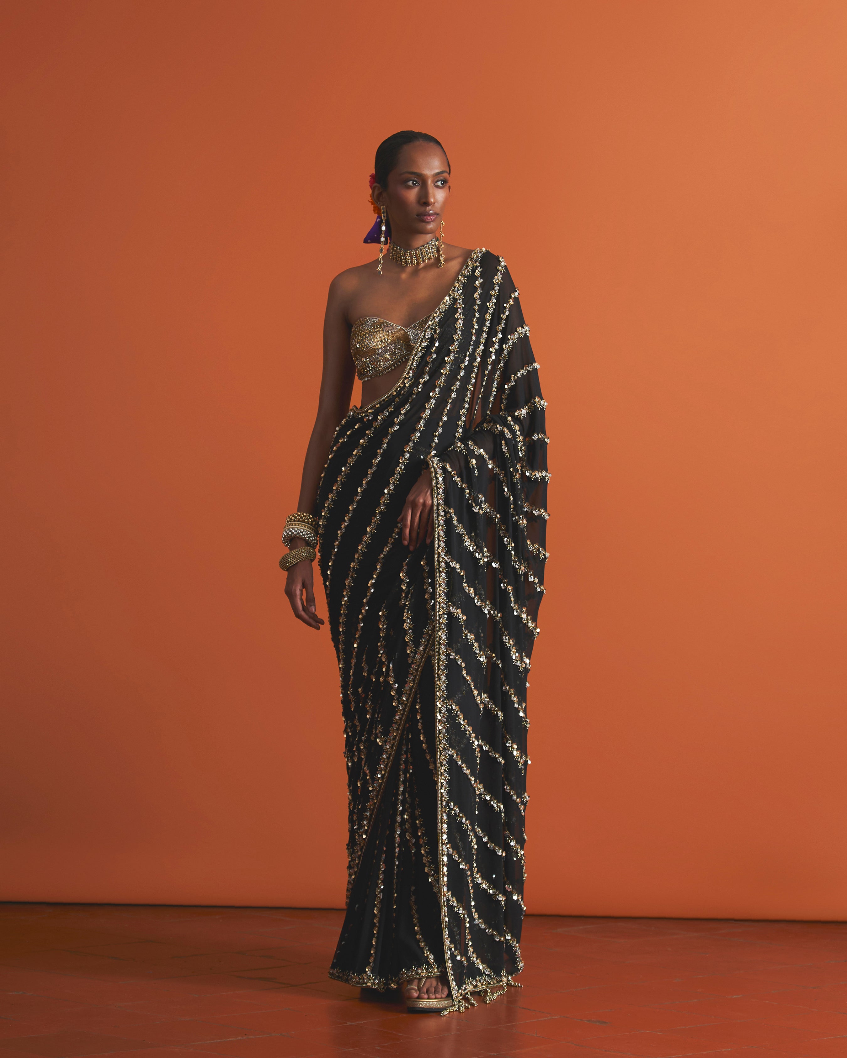 Zarina Sequin Saree Set