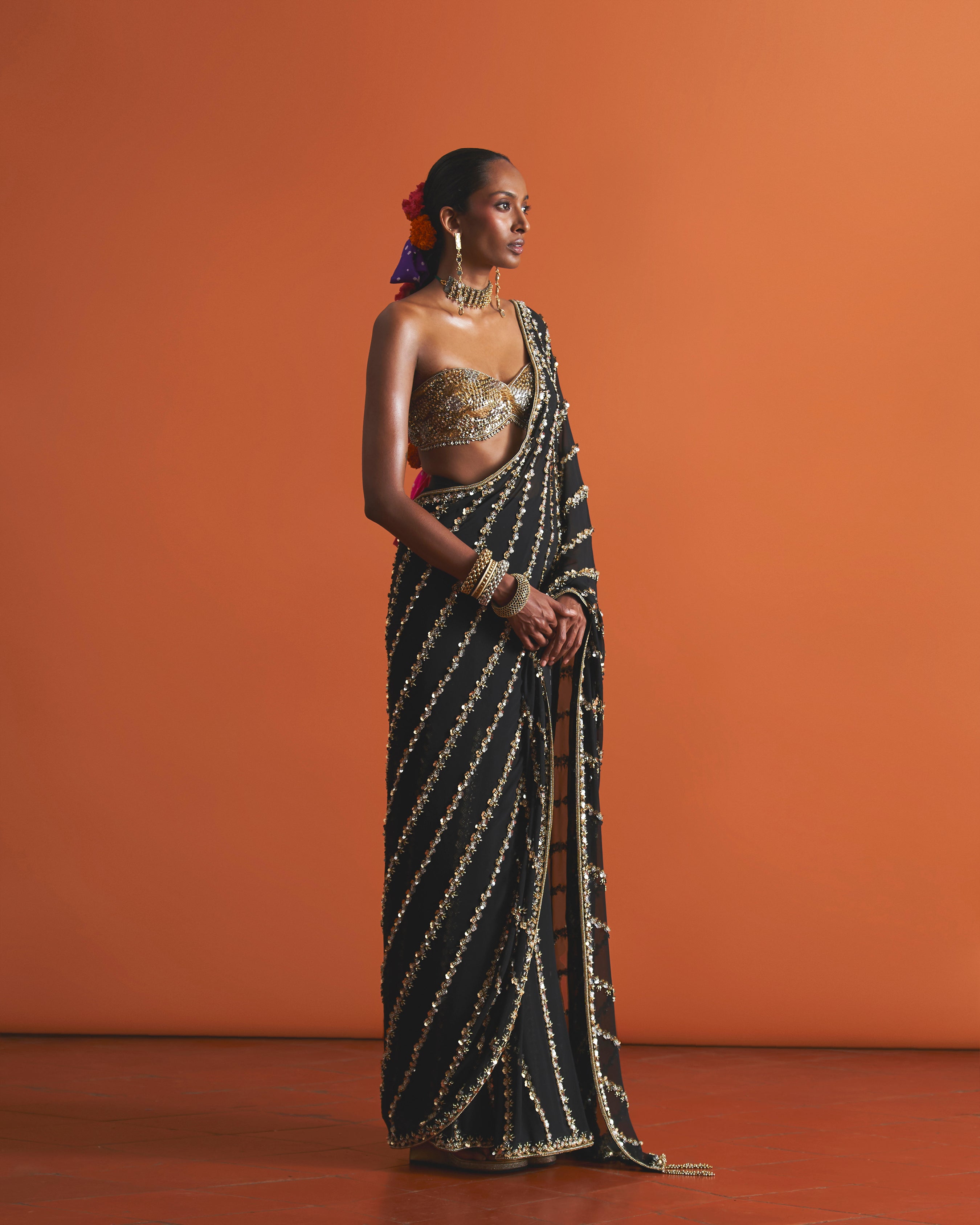 Zarina Sequin Saree Set