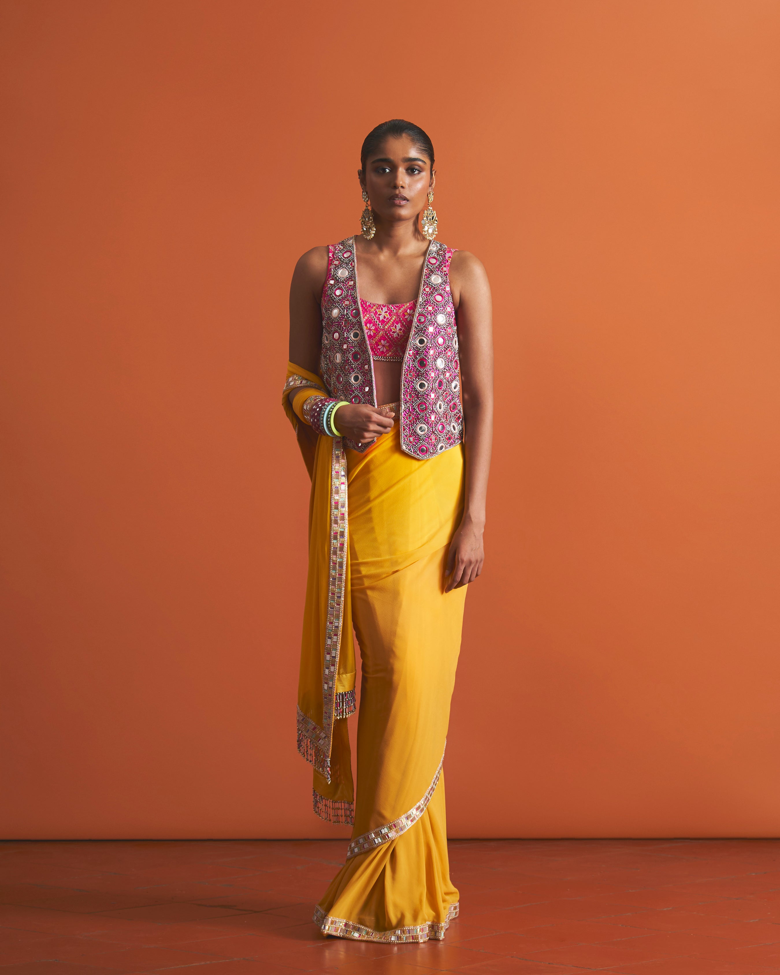 Sura Mirrorwork Saree Set