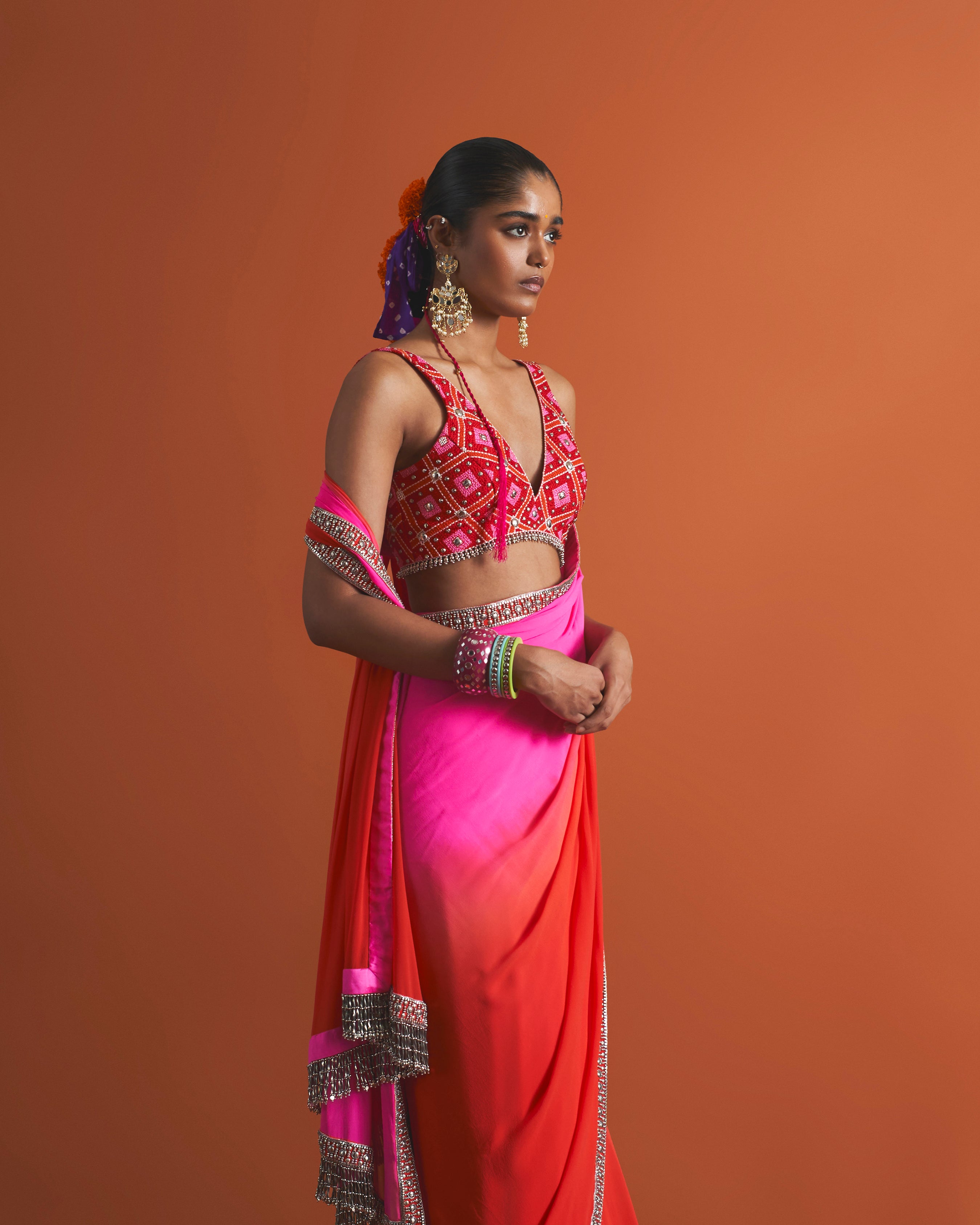 Surmayi Threadwork Saree Set