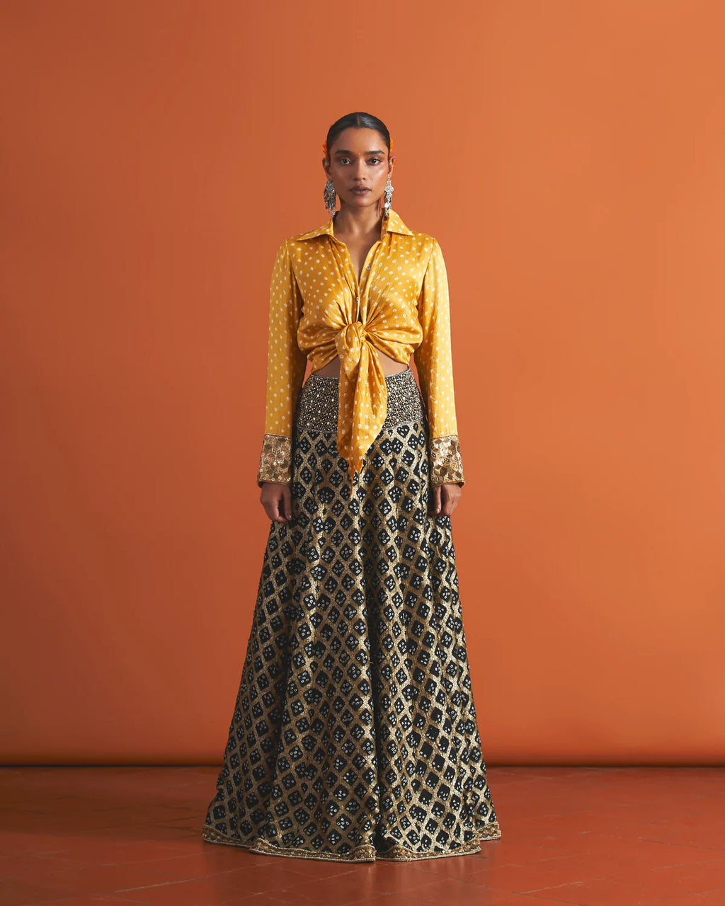 Amaris Knotted Shirt & Tara Lehenga