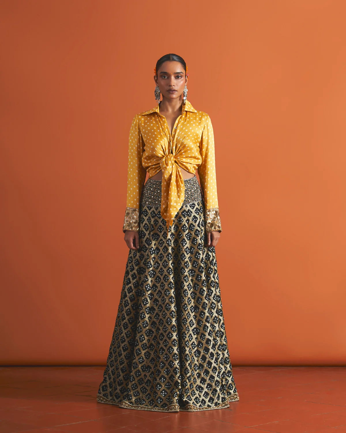 Amaris Knotted Shirt & Tara Lehenga