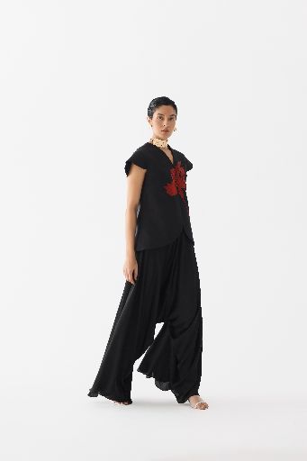 RED TIGER LILY WAIST COAT & DHOTI PANTS