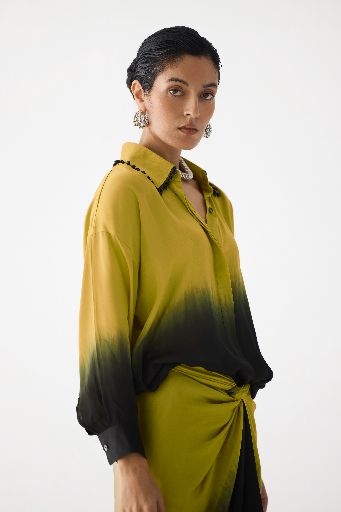 OLIVE BLACK SHIRT DRESS