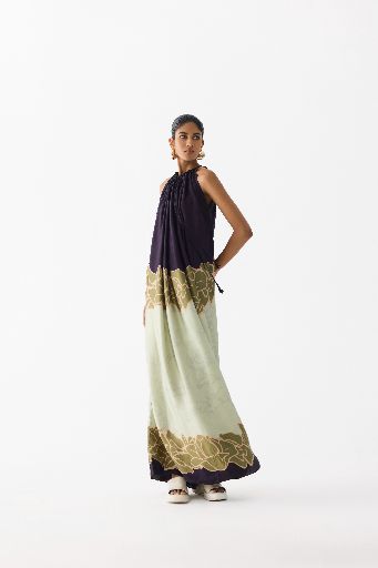 GREEN ALBA HALTER DRESS