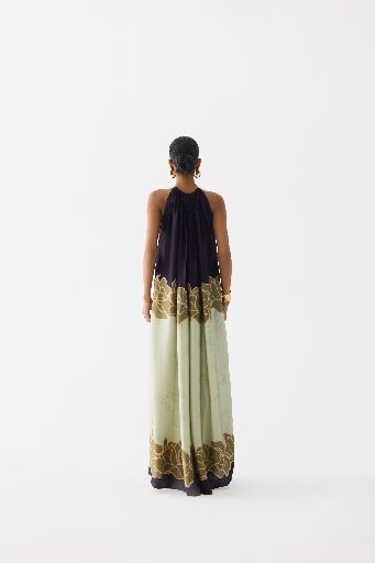 GREEN ALBA HALTER DRESS