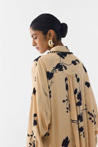 CREAM SAKURA  KURTA SHIRT & PANTS