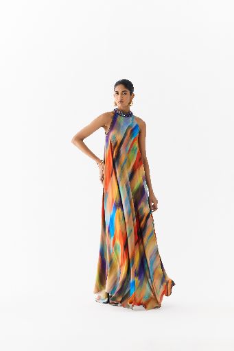 NIGHT QUEEN HALTER DRESS