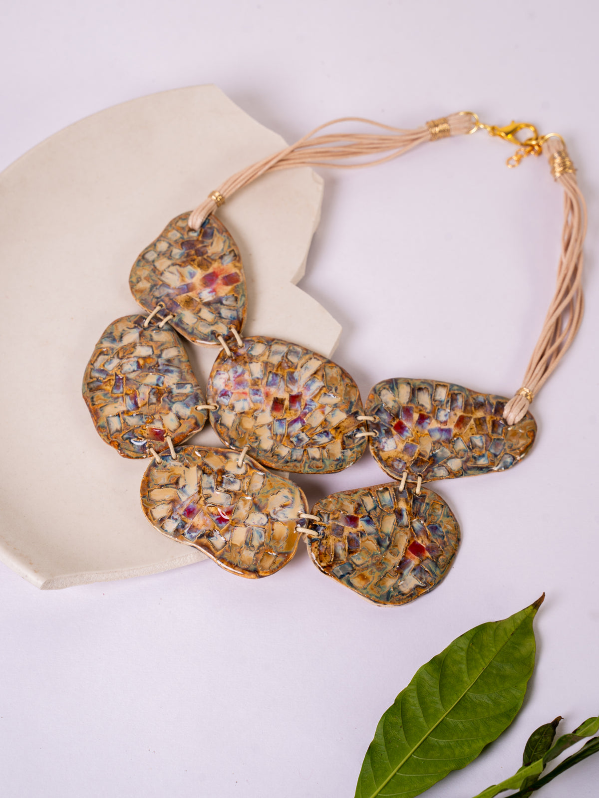 Golden Mosaic Bib Necklace