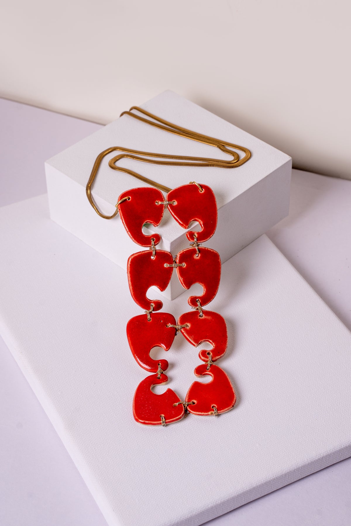 Red Heart Links Necklace